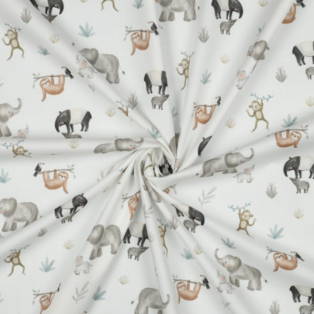 Baumwolle - Safari Animals weiss
