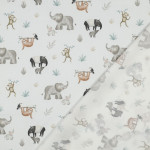 coton tissé - Animaux de Safari blanc