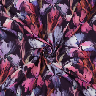viscose - Flowers aubergine