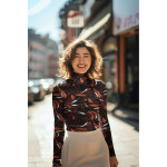 viscose jersey - Flowers terra / black