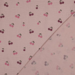 double gauze - Cherries pink