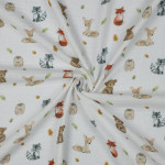 double gauze - Forest Animals White