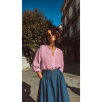 Cotton - Jacquard Vichy Check Hearts white / pink