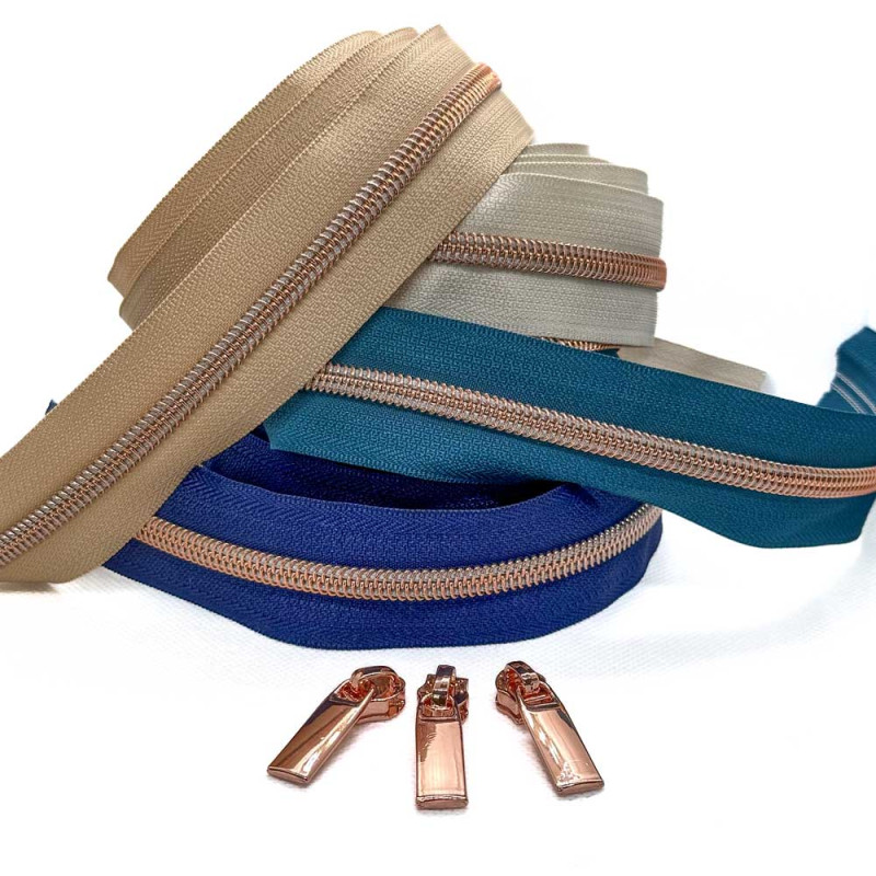 copy of Endless zipper rainbow 5mm - old pink, navy or turquoise