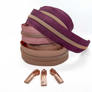 Endlosreissverschluss kupfer 5mm - aubergine, altrosa oder nude