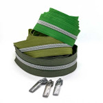 Endlosreissverschluss silber 5mm - grasgrün, oliv oder army