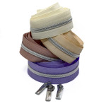 Fermeture éclair sans fin argentée 5 mm - écru, beige clair, vieux rose ou lilas