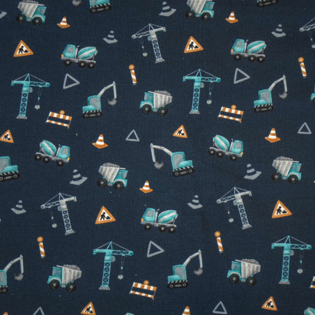 Leftover - sweatshirt - Mrs Mint for Hilco Digg it up construction site - navy 50cm