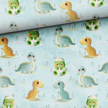 Leftover - Cotton - Little Dinos mint 34cm