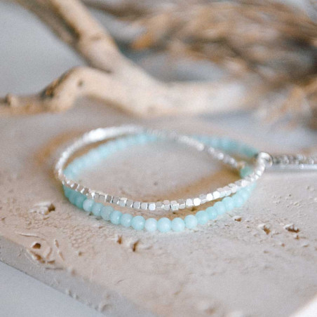 Stargazer – double-wrapped gemstone bracelet silver - jade