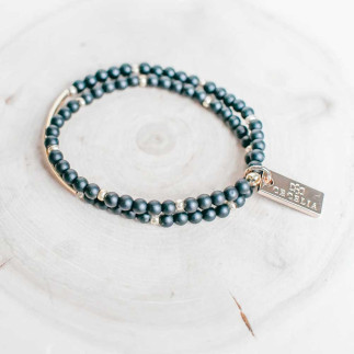 Unity – double-wrapped gemstone bracelet gold - black agate