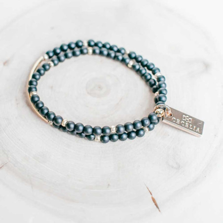 Unity – double-wrapped gemstone bracelet gold - black agate
