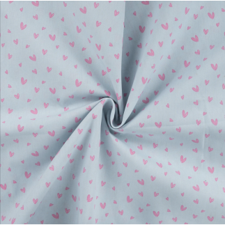 Popeline de coton - Petits coeurs bleu clair