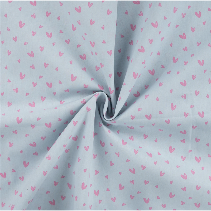 Baumwollpopline - Little hearts hellblau