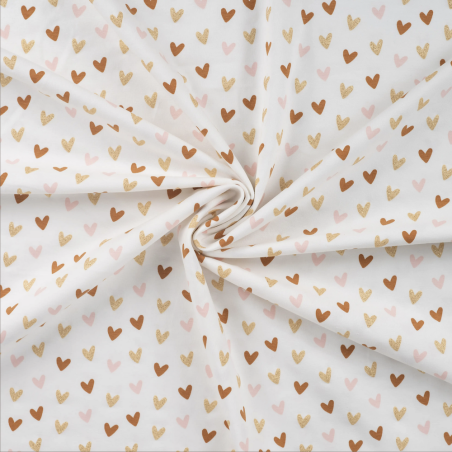 Jersey - Glitter hearts offwhite