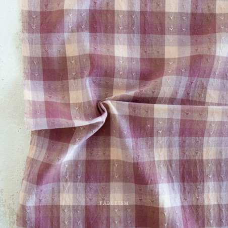 coton tissé - Vichy Coeurs Violet