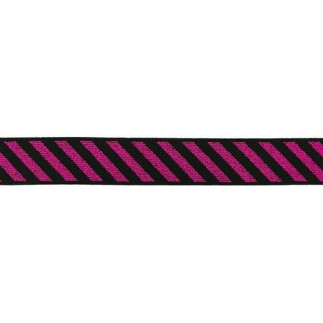 Elastic band 25mm diagonal lurex stripes fuchsia