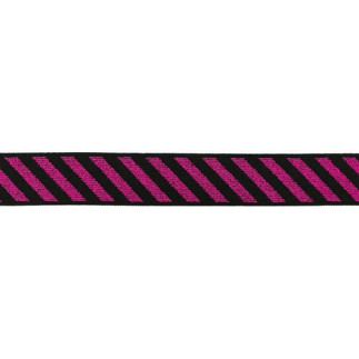 Gummiband 25mm Diagonal Lurex Streifen fuchsia