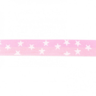 Bande élastique - 25 mm étoiles roses