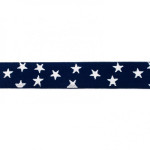 Elastic ribbon - 25mm stars navy