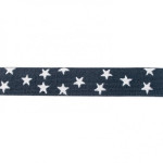 Elastic band - 25mm stars dark grey