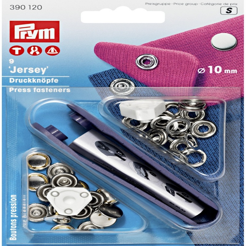 Prym snap fasteners Jersey closed 10mm, 9 pieces.