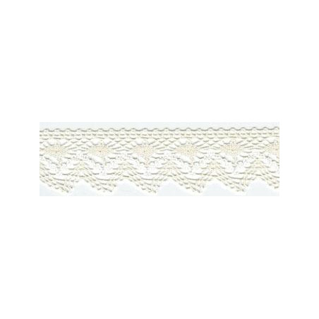 Bobbin lace 32mm light beige / white (w)