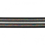 Elastic band 40mm stripes glitter rainbow / black / silver