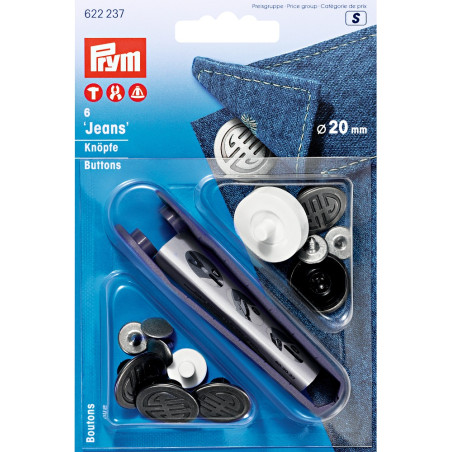 Boutons de jeans sans couture Prym 20 mm argent vieilli