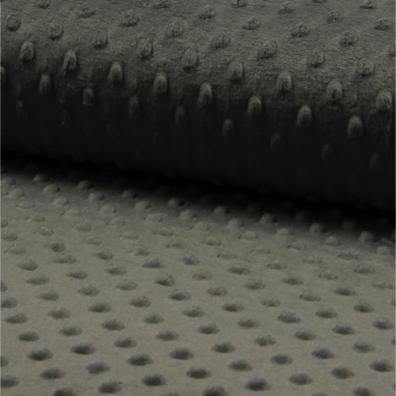 minky - embossed dots dark grey