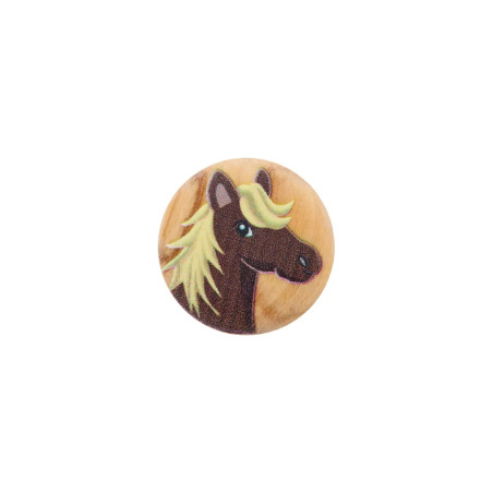 Button - Horse dark brown wood 15mm