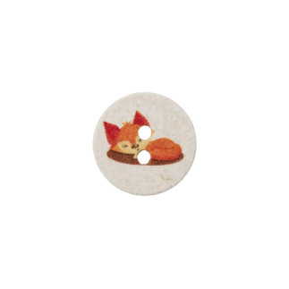 Cotton/polyester button, 2-hole, 15mm - fox white