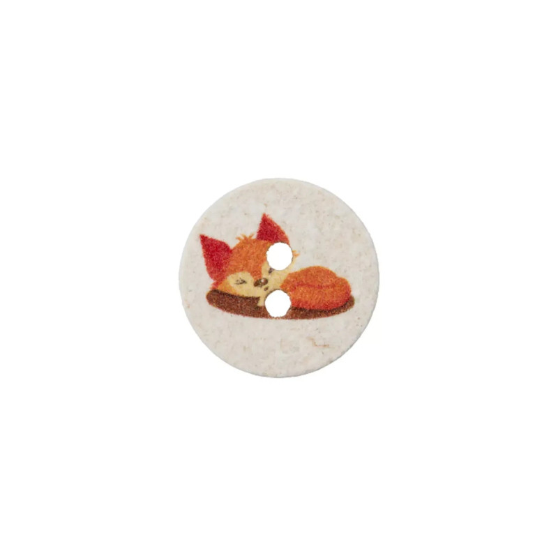 Cotton/polyester button, 2-hole, 15mm - fox white