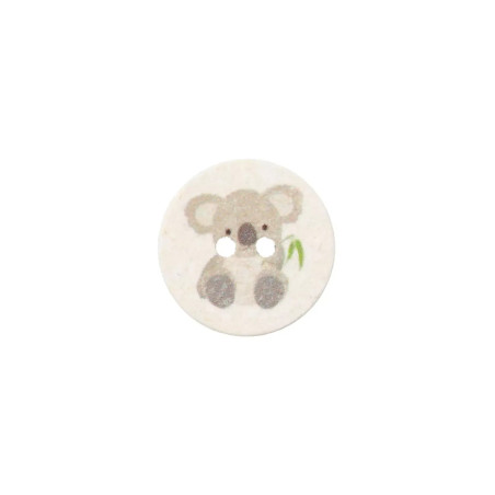 Cotton/polyester button, 2-hole, 18mm - Koala white