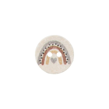 Baumwoll/Polyesterknopf 2-Loch 15mm - Regenbogen weiss