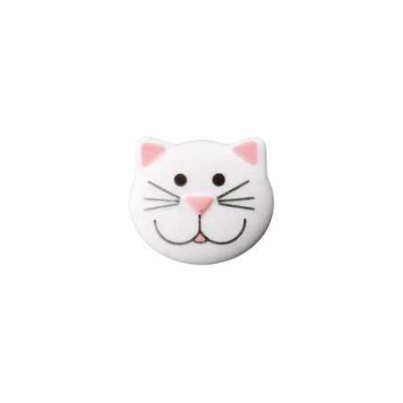 Ösenknopf 20mm - Katze weiss