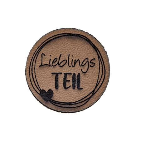 Kunstlederlabel 20mm - Lieblingsteil rund
