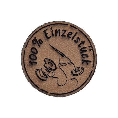 Kunstlederlabel 20mm - 100% Einzelstück rund