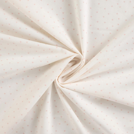 Baumwolle - Mini Hearts rosa auf offwhite