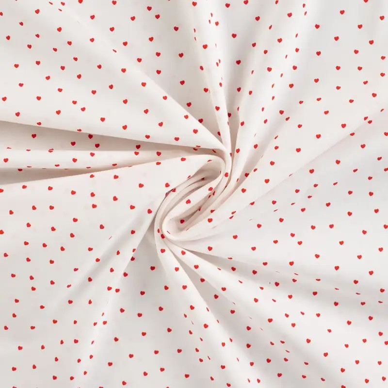 Baumwolle - Mini Hearts rot auf offwhite Baumwolle - Mini Hearts rot auf offwhite