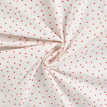 Baumwolle - Mini Hearts rot auf offwhite