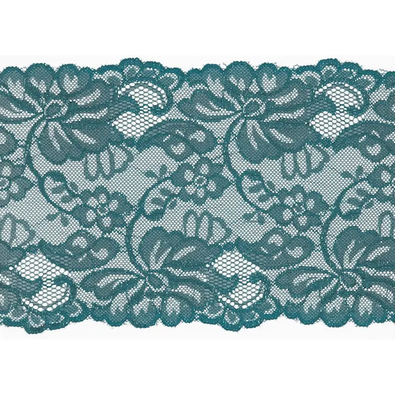 Elastische Spitze Blumen 150mm petrol (qt)