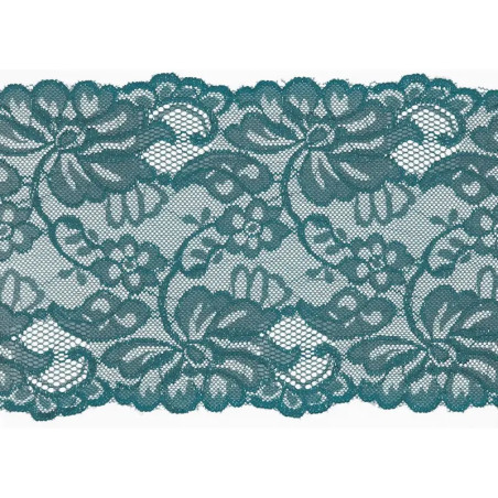 Elastische Spitze Blumen 150mm petrol (qt)
