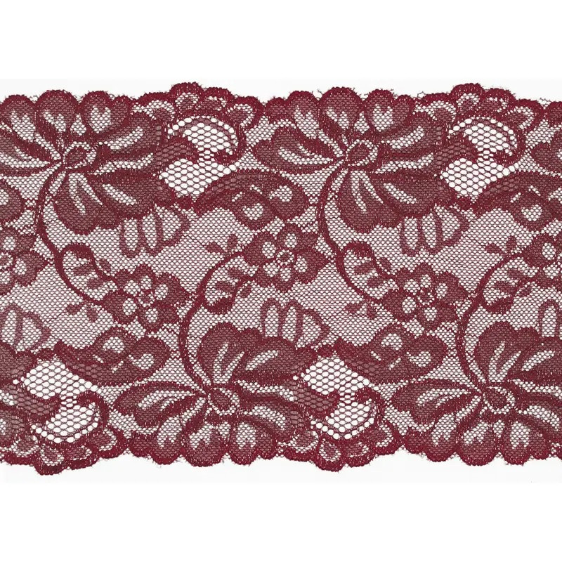 Elastische Spitze Blumen 150mm bordeaux (qt)
