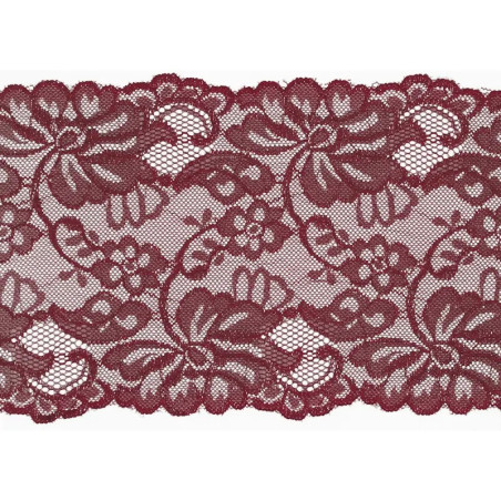 Elastische Spitze Blumen 150mm bordeaux (qt)