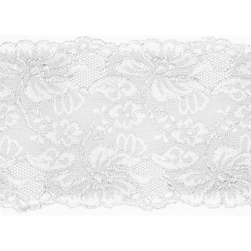 Elastische Spitze Blumen 150mm weiss (qt)