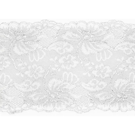 Elastische Spitze Blumen 150mm weiss (qt)