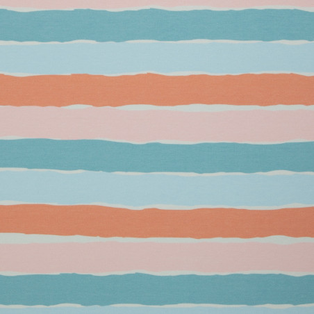Jersey - Stripy by Mrs Mint coral / turquoise (804)