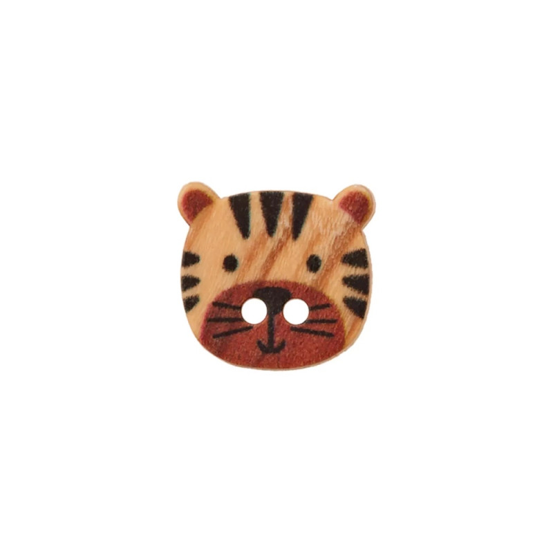 Holzknopf 2-loch 15mm - Tiger hellbraun