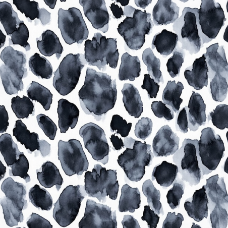 Jersey viscose - Éclaboussure aquarelle anthracite sur blanc